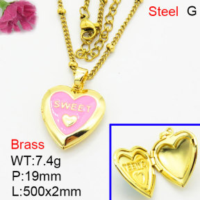 Fashion Brass Necklace  F3N300578avja-G030