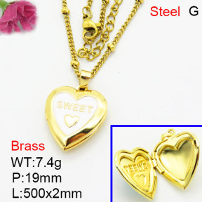 Fashion Brass Necklace  F3N300579avja-G030