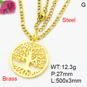 Fashion Brass Necklace  F3N404216vbpb-G030