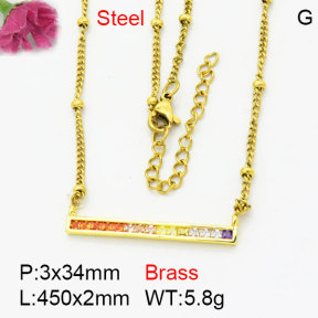 Fashion Brass Necklace  F3N404241aakk-G030