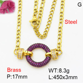 Fashion Brass Necklace  F3N404248bhhn-G030