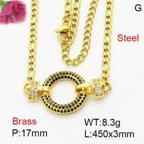 Fashion Brass Necklace  F3N404252bbom-G030