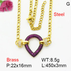 Fashion Brass Necklace  F3N404254bhii-G030