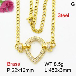 Fashion Brass Necklace  F3N404259bbop-G030