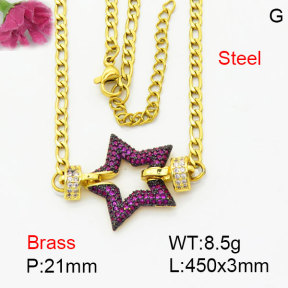 Fashion Brass Necklace  F3N404260bhia-G030