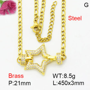 Fashion Brass Necklace  F3N404265bbon-G030
