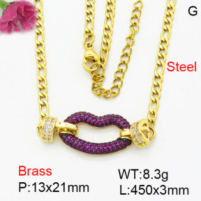 Fashion Brass Necklace  F3N404272bhhk-G030