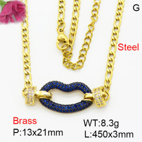 Fashion Brass Necklace  F3N404273bhhk-G030