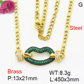 Fashion Brass Necklace  F3N404274bhhk-G030