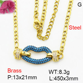 Fashion Brass Necklace  F3N404275bhhk-G030