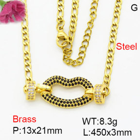 Fashion Brass Necklace  F3N404276bbok-G030