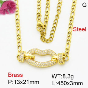Fashion Brass Necklace  F3N404277bbok-G030