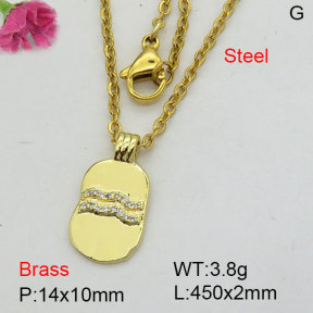 Fashion Brass Necklace  F3N404279bbov-J125