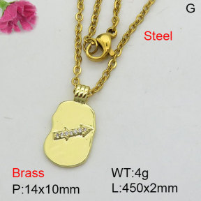 Fashion Brass Necklace  F3N404280bbov-J125