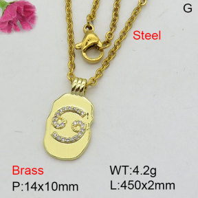 Fashion Brass Necklace  F3N404281bbov-J125
