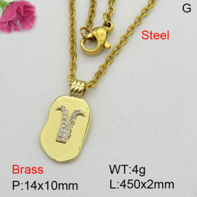 Fashion Brass Necklace  F3N404282bbov-J125