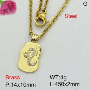 Fashion Brass Necklace  F3N404283bbov-J125