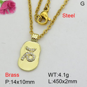 Fashion Brass Necklace  F3N404284bbov-J125