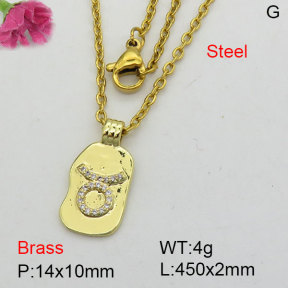 Fashion Brass Necklace  F3N404287bbov-J125