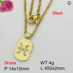 Fashion Brass Necklace  F3N404288bbov-J125