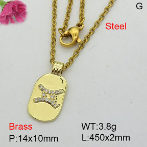 Fashion Brass Necklace  F3N404289bbov-J125