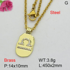Fashion Brass Necklace  F3N404290bbov-J125