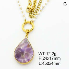 Natural Amethyst SS Necklace  3N4002209bhia-908