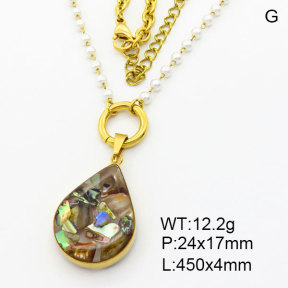 Natural Abalone Shell SS Necklace  3N4002211bhia-908