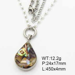 Natural Abalone Shell SS Necklace  3N4002212vhha-908