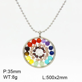 Natural Mixed Stone SS Necklace  3N4002266vbpb-908