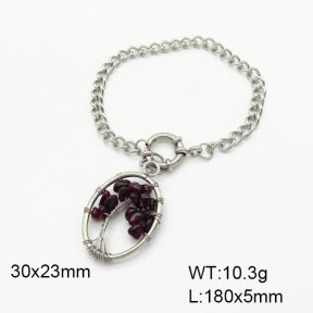 Natural Garnet SS Bracelet  3B4002708bvpl-908