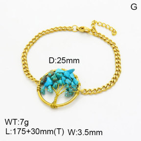 Natural Blue Turquoise SS Bracelet  3B4002719abol-908