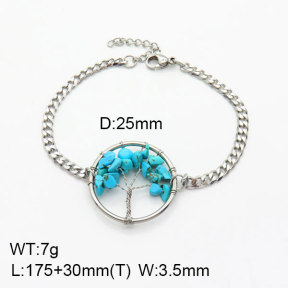 Natural Blue Turquoise SS Bracelet  3B4002720vbnl-908