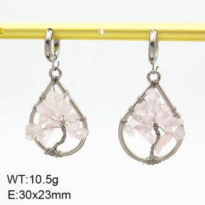 Natural Rose Quartz SS Earrings  3E4003405bhia-908