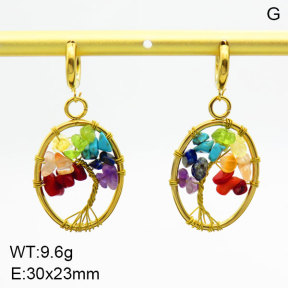 Natural Multi-Colored Mixed Stone SS Earrings  3E4003416ahjb-908