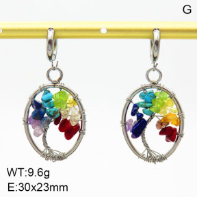 Natural Multi-Colored Mixed Stone SS Earrings  3E4003417bhia-908
