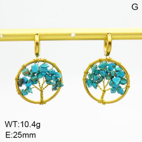Natural Blue Turquoise SS Earrings  3E4003438ahjb-908
