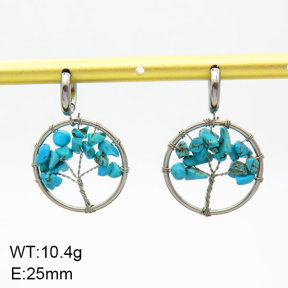 Natural Blue Turquoise SS Earrings  3E4003439bhia-908