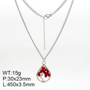 Natural Red Coral SS Necklace  3N4002273bvpl-908