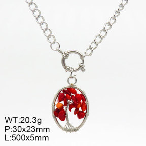 Natural Red Coral SS Necklace  3N4002283vhhl-908
