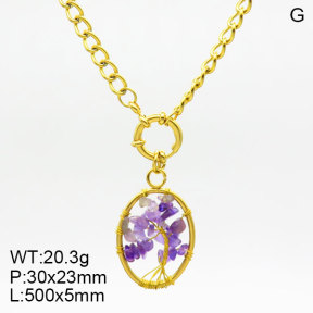 Natural Amethyst SS Necklace  3N4002284bhil-908