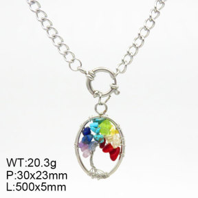 Natural Mixed Stone SS Necklace  3N4002287vhhl-908