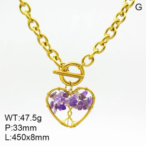 Natural Amethyst SS Necklace  3N4002296bhil-908