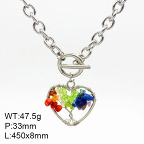 Natural Mixed Stone SS Necklace  3N4002299vhhl-908