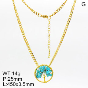 Natural Blue Turquoise SS Necklace  3N4002302bhbl-908