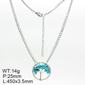 Natural Blue Turquoise SS Necklace  3N4002303bvpl-908