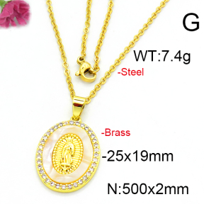 Fashion Brass Necklace  F6N403392ablb-L002