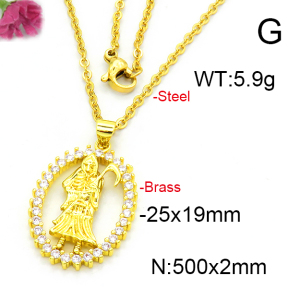 Fashion Brass Necklace  F6N403393baka-L002