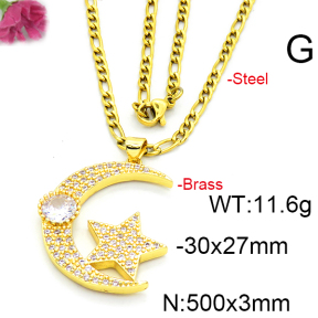 Fashion Brass Necklace  F6N403464vbll-L002