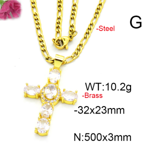 Fashion Brass Necklace  F6N403485ablb-L002